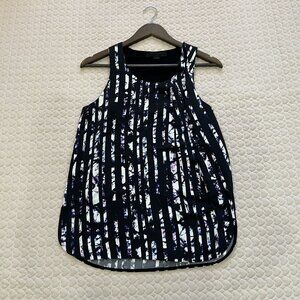 NWOT ALEXANDER WANG Silk Scoop Neck/Hem Tank Sleeveless Blouse Abstract Stripe 2